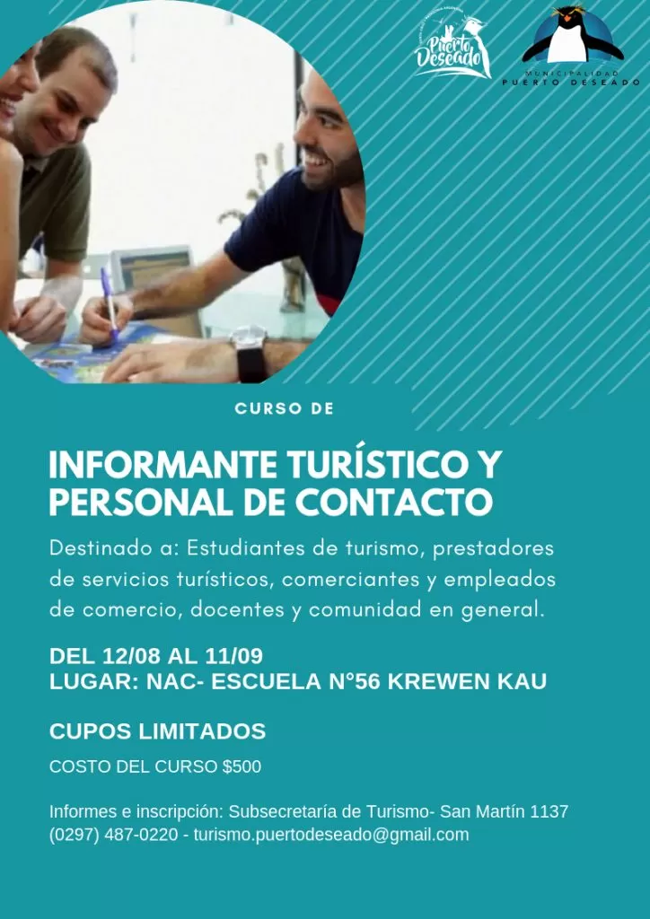 En agosto habrá un nuevo curso de Informantes Turísticos y Personal de Contacto en Puerto Deseado