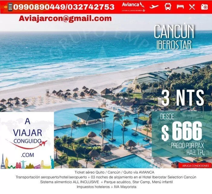3 Noches desde $ 666 -Incluye bolete aéreo