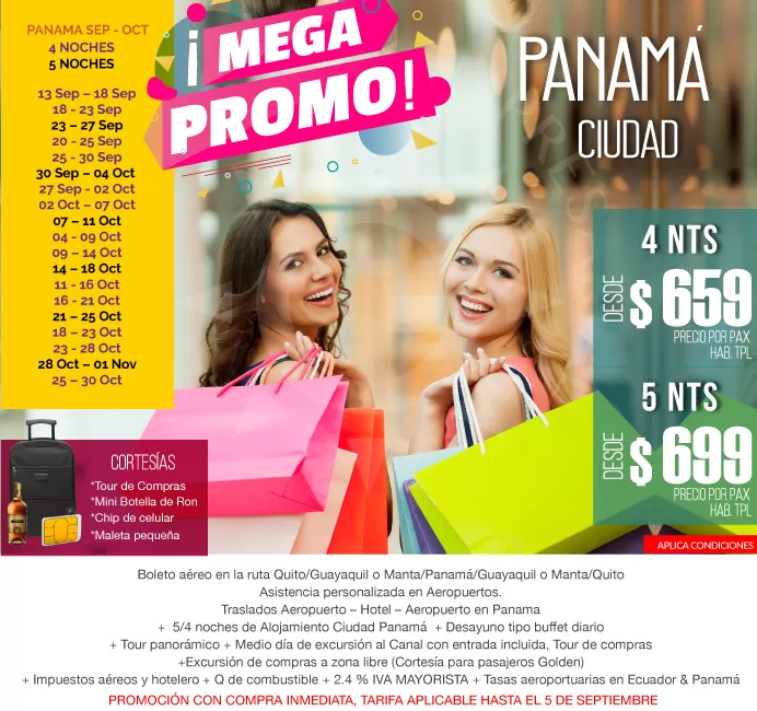 Promoción Panamá desde 659 usd  incluye vuelo desde Quito / Guayaquil o Manta