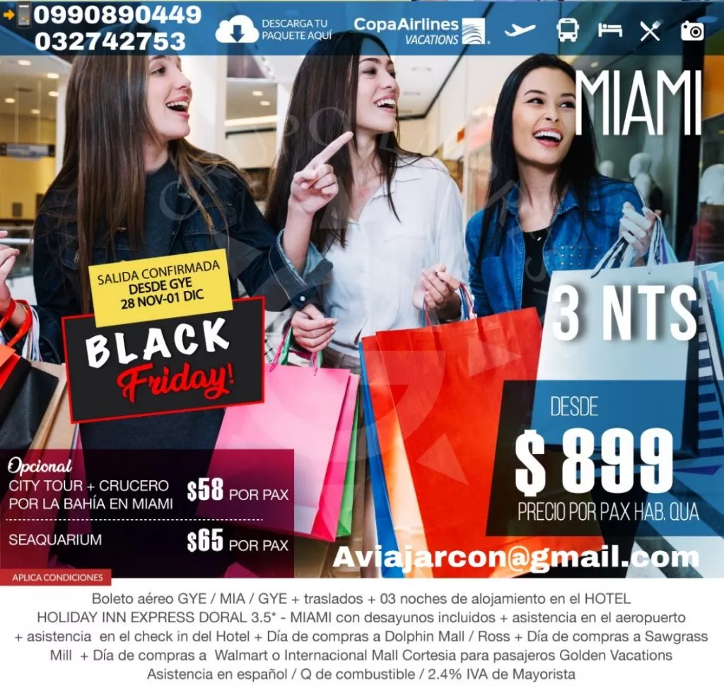 BLACK FRIDAY  De locura 4 Días 3 Noches Miami
