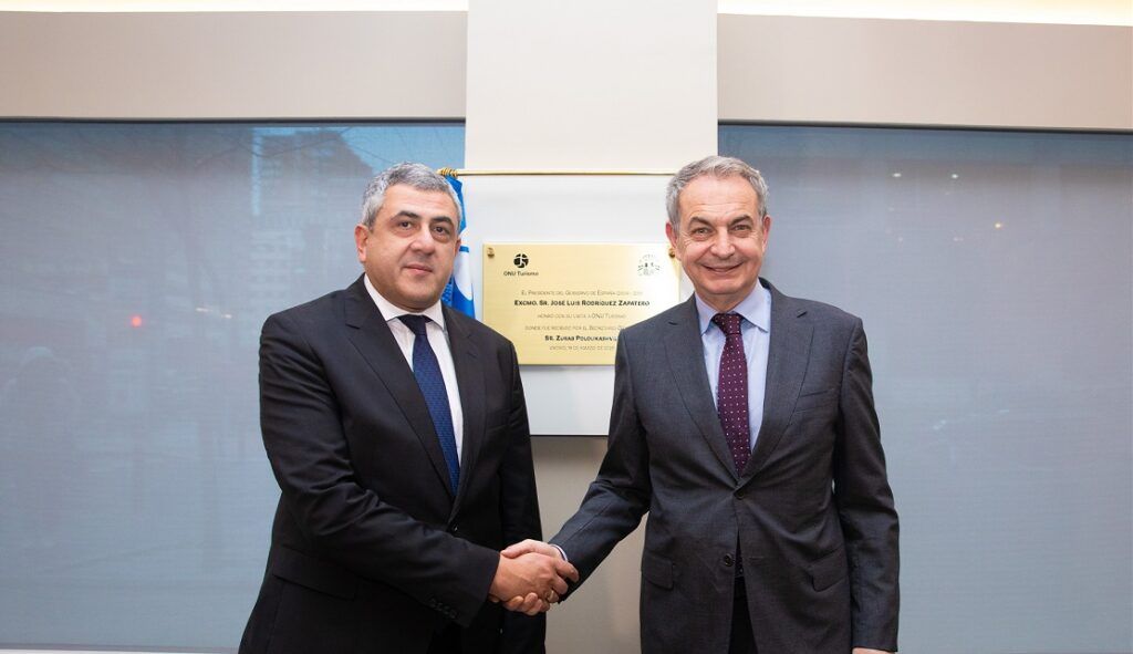 ONU Turismo recibe a José Luis Rodríguez Zapatero en su sede en el marco de las conmemoraciones del 50 aniversario