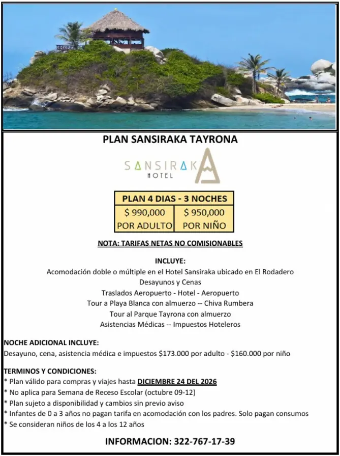 Hotel Sansiraka extiende sus planes promocionales hasta diciembre de 2026