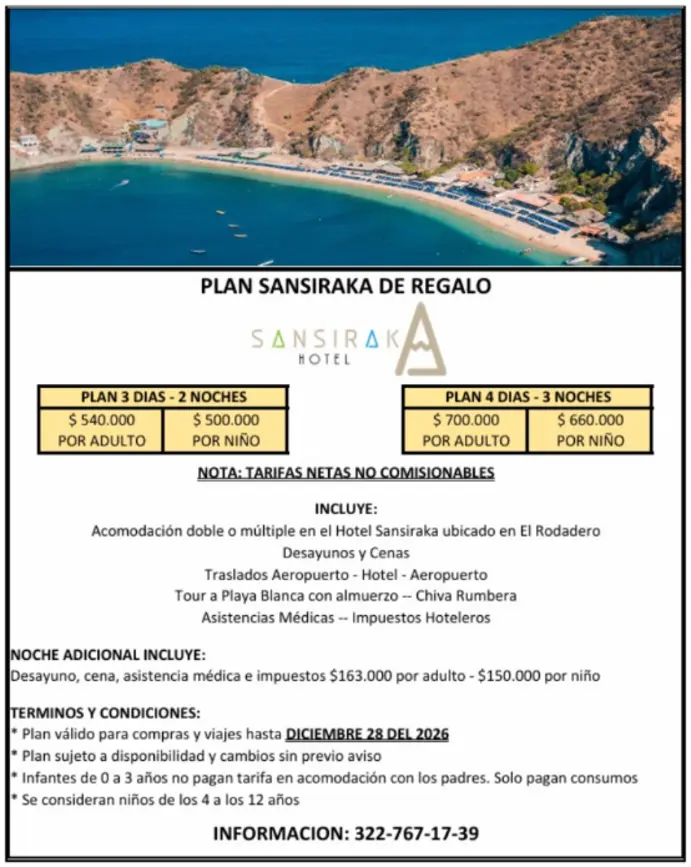 Hotel Sansiraka lanza planes promocionales vigentes hasta diciembre de 2026